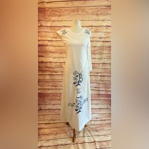 Handmade White Floral Cap Sleeve Sleeveless Dress